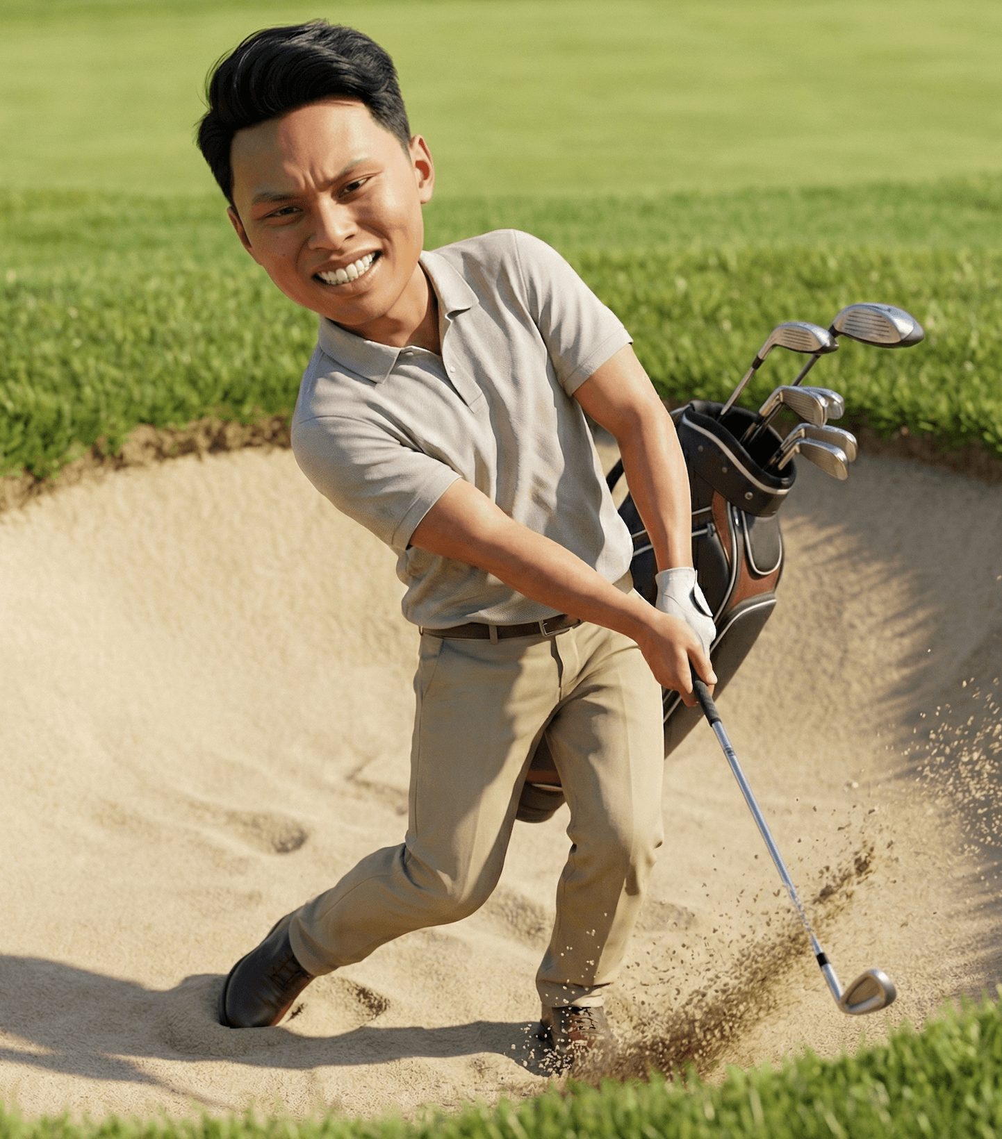 Rocky on the golf course